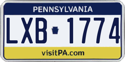 PA license plate LXB1774