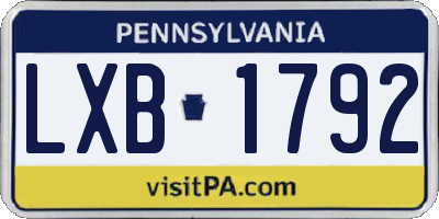 PA license plate LXB1792
