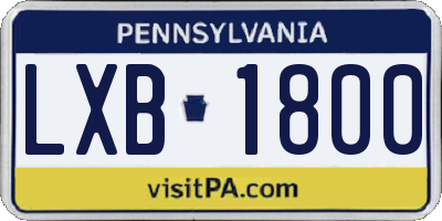 PA license plate LXB1800