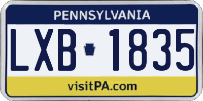 PA license plate LXB1835