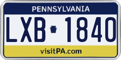 PA license plate LXB1840