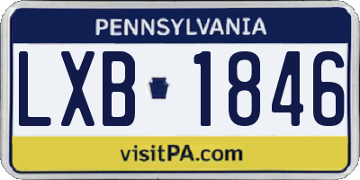 PA license plate LXB1846