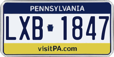 PA license plate LXB1847