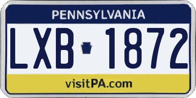 PA license plate LXB1872