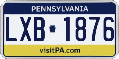 PA license plate LXB1876