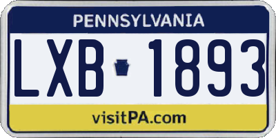 PA license plate LXB1893