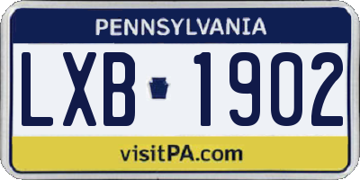 PA license plate LXB1902