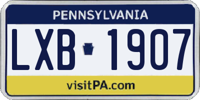 PA license plate LXB1907