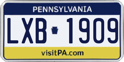 PA license plate LXB1909