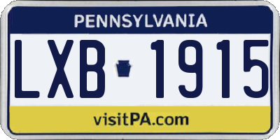 PA license plate LXB1915