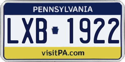 PA license plate LXB1922