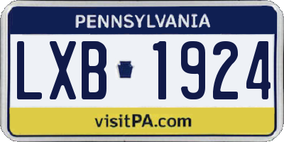 PA license plate LXB1924