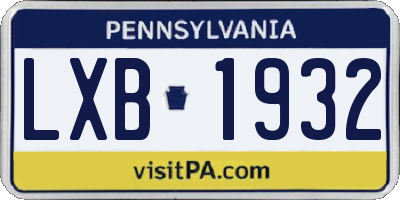PA license plate LXB1932