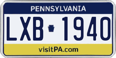 PA license plate LXB1940