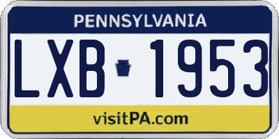 PA license plate LXB1953