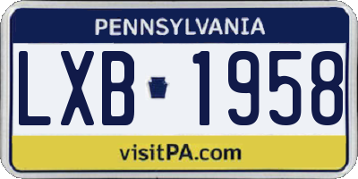 PA license plate LXB1958