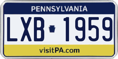 PA license plate LXB1959