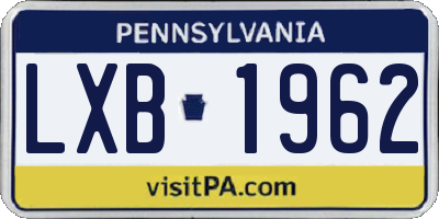 PA license plate LXB1962