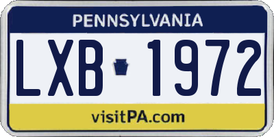 PA license plate LXB1972