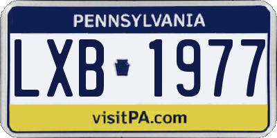 PA license plate LXB1977