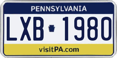 PA license plate LXB1980