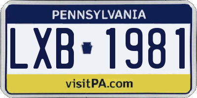 PA license plate LXB1981
