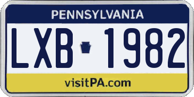PA license plate LXB1982