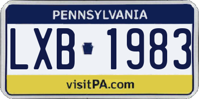 PA license plate LXB1983