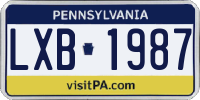 PA license plate LXB1987