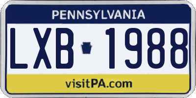 PA license plate LXB1988