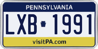 PA license plate LXB1991