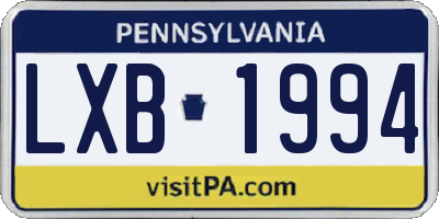 PA license plate LXB1994