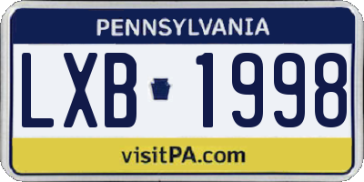 PA license plate LXB1998