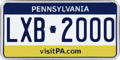 PA license plate LXB2000