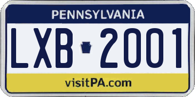 PA license plate LXB2001