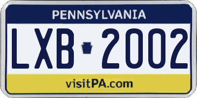 PA license plate LXB2002