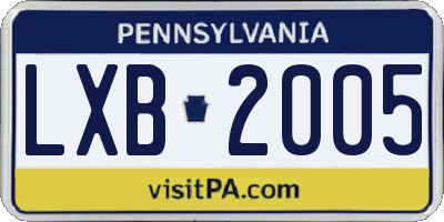 PA license plate LXB2005