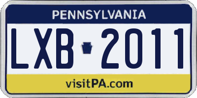 PA license plate LXB2011