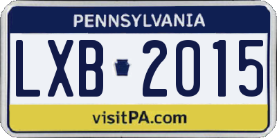 PA license plate LXB2015