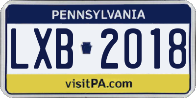 PA license plate LXB2018