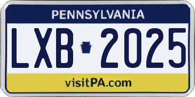 PA license plate LXB2025