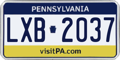 PA license plate LXB2037