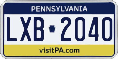 PA license plate LXB2040