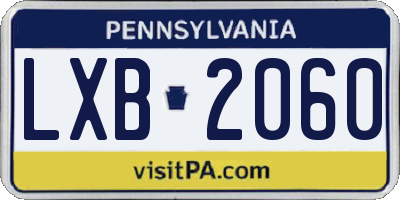 PA license plate LXB2060