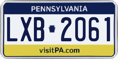 PA license plate LXB2061