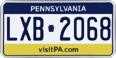 PA license plate LXB2068