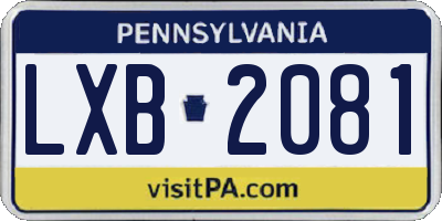 PA license plate LXB2081