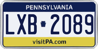 PA license plate LXB2089