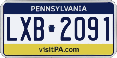 PA license plate LXB2091