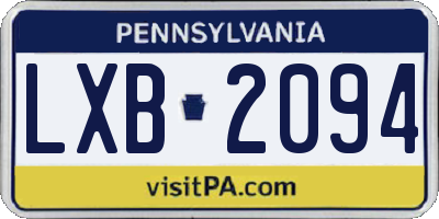 PA license plate LXB2094